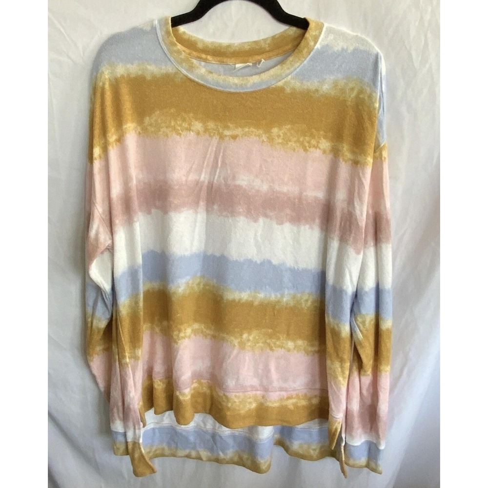 BP Shirt Womens XL Multicolor Striped Long Sleeve‎ Tunic Top Soft Knit Boho